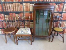 An early 20thC glazed mahogany cabinet (W59, D33,