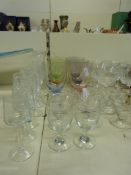 Six Edinburgh crystal wine glasses, coloured wine glasses,