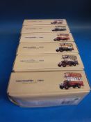Six Corgi diecast model Thornycroft buses from the public transport range,