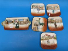 A seven-piece Royal Doulton Dickens series ware sandwich set