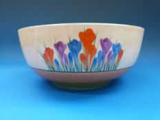 A large pedestal Clarice Cliff fruit bowl,