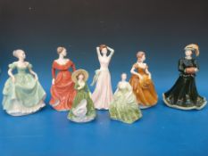 Seven boxed Coalport figurines comprising Gemma, Harmony, Teresa, High Society, Sarah Jane,