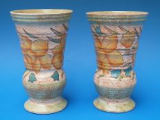 A pair of Burgess and Leigh Burleighware Art Deco vases (15cm high)