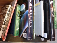A quantity of motoring books to include Mercedes, BMW, Ferrari, Porsche, Jensen,