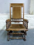 An American style upholstered rocking chair