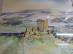 John Morriss (20thC) watercolour of Castell Dolwyddelan,