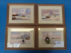 WITHDRAWN A set of six framed Peter Martin watercolours each a named coastal scene including Kalk