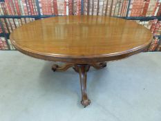 A 19thC mahogany oval tilt top breakfast table,