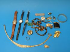 A gold Pinnacle ladies' wristwatch, silver cased example with enamel face, further watches,