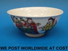 A 19thC / early 20thC Chinese famille verte bowl decorated with figures