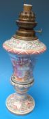 A porcelain lamp in the 18thC Chinese manner,