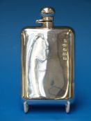 A hallmarked silver hip flask with feature hallmarks (height 14cm,