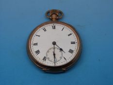 A gold plated gentleman's pocket watch with keystone case