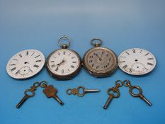 Three silver cased ladies' fob watches,