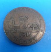 An 1811 Cornwall penny Scorrier House hooks on machine - not rings,