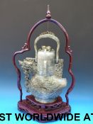 A Chinese jadeite figural lidded vase in the form of an archaistic bird,