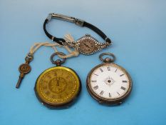 A ladies silver wristwatch set with marcasite,