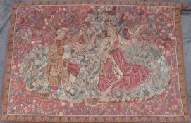 Two Flemish style wall hangings, classical scenes on a pink ground (both approximately L123 x W170.