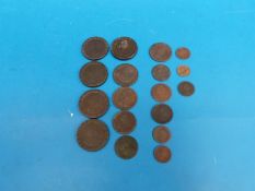 A quantity of Georgian copper including cartwheel and Irish examples