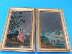 Attributed to Spoilum (Guan Zulin) - A pair of late 18th century Chinese Colonial reverse painted