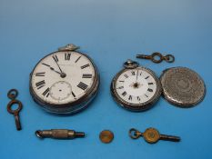 A hallmarked silver cased fusee pocket watch together with another hallmarked silver cased fob
