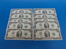 Ten USA 2 dollar 2003 consecutive bank notes I04751180A - I044751189A.