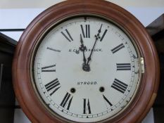 A mahogany cased drop dial wall clock by R.
