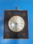 A Georgian stagecoach or similar clock with silver dial and brass mounts