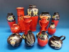 A collection of Art Deco Shelley some with stork/crane decoration,