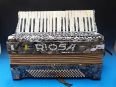 A 120 bass Riosa Italian 1930s piano accordion in grey pearloid finish with case