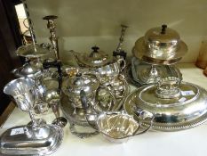 A quantity of silver plate including teaset, trays,