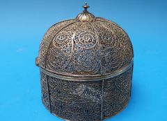 A Turkish/Syrian filigree hinged and domed casket