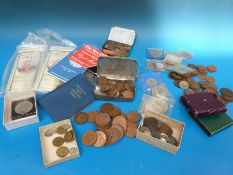 A quantity of coins including Victorian half crown,