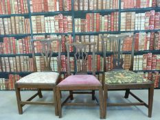 Seven various chairs including oak Chippendale style examples