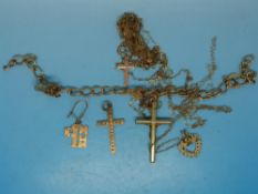 Two hallmarked 9ct gold cross pendants,