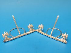 A pair of Royal Scots Grey's Regimental menu holders, one hallmarked silver for Edinburgh 1917,