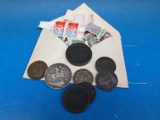 A quantity of Georgian and later coins including a Victorian crown together with a small quantity