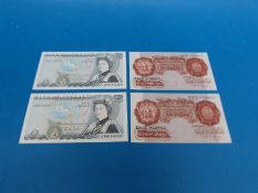 Two GM Gill £5 notes, consecutive numbers and uncirculated,