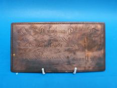 A provincial Nottingham bank note one pound copper printing plate for John Ichabod & Charles Wright