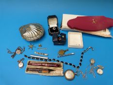 A Lanco gold-cased nurse's watch together with a quantity of costume jewellery, pens, watches,