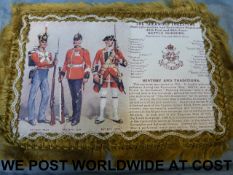 An early 20thC silk and Nottingham lace Sherwood Foresters handkerchief