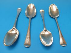 Four various Georgian bottom hallmarked silver table spoons including Newcastle 1752,