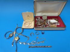 A collection of jewellery and watches including gold ring,