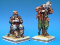 Two 19thC Capodimonte figures of vagrants (tallest 14cm)