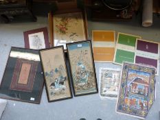 A quantity of Oriental watercolours including figures in landscapes, lady with parasol,