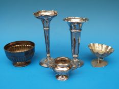 A Mappin & Webb hallmarked silver fluted sugar bowl (weight 90g) two hallmarked silver trumpet