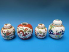 Four Chinese ginger jars