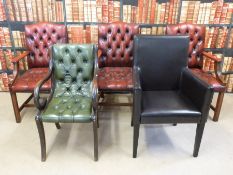 Four leather button back chairs and one other
