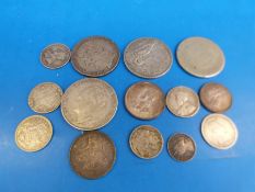 A small collection of 19thC and early 20thC silver coins to include a Louis Napoleon Bonaparte 1852