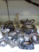 A quantity of plated ware including tea set, coasters,